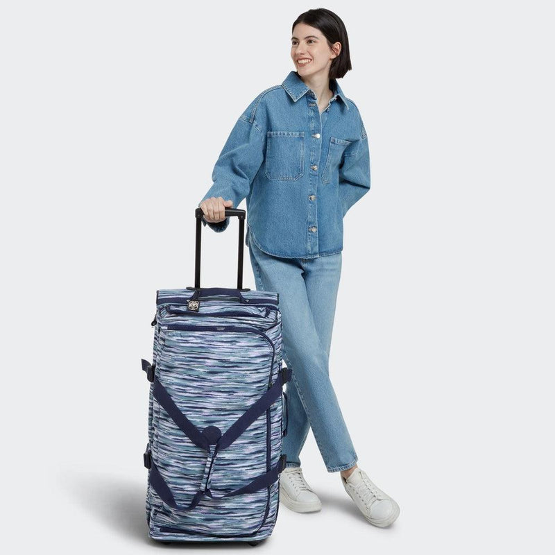 Kipling Teagan stor dufflebag med 2 hjul Brush Stripes-bagger-BagBrokers