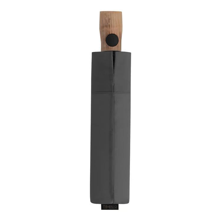 Knirps Duomatic Timber Paraply Dark grey-Paraplyer-BagBrokers