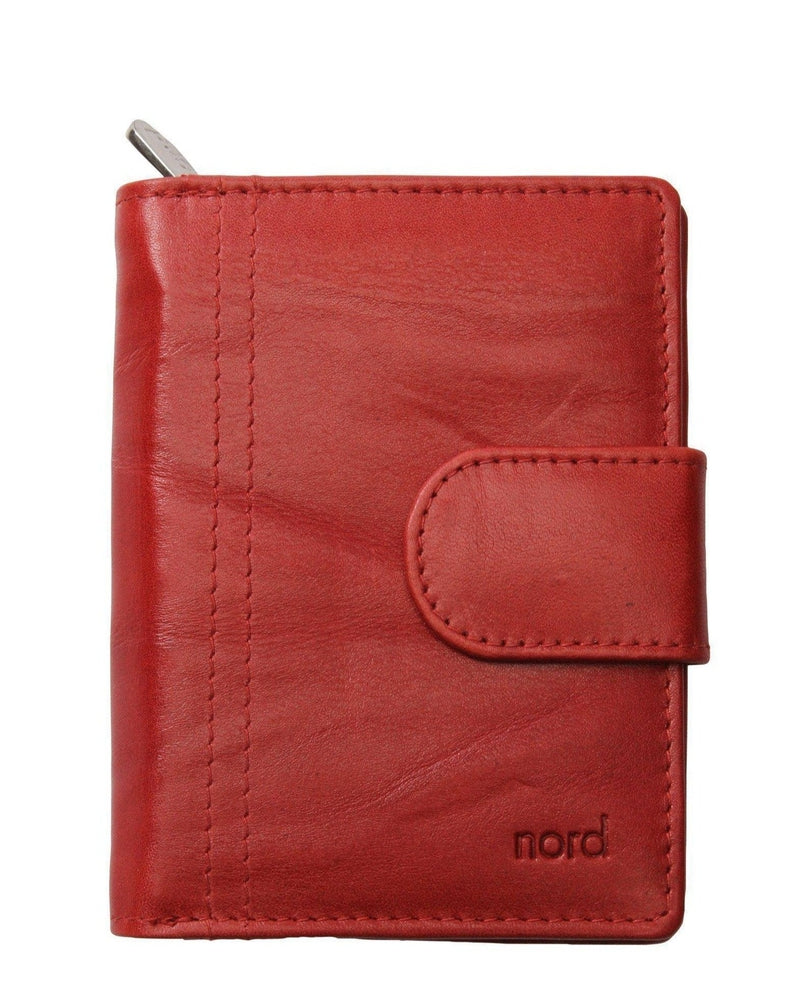 Lommebok/ Kortholder-Nord Leather. Medium Dame Portemone. Rød-BagBrokers
