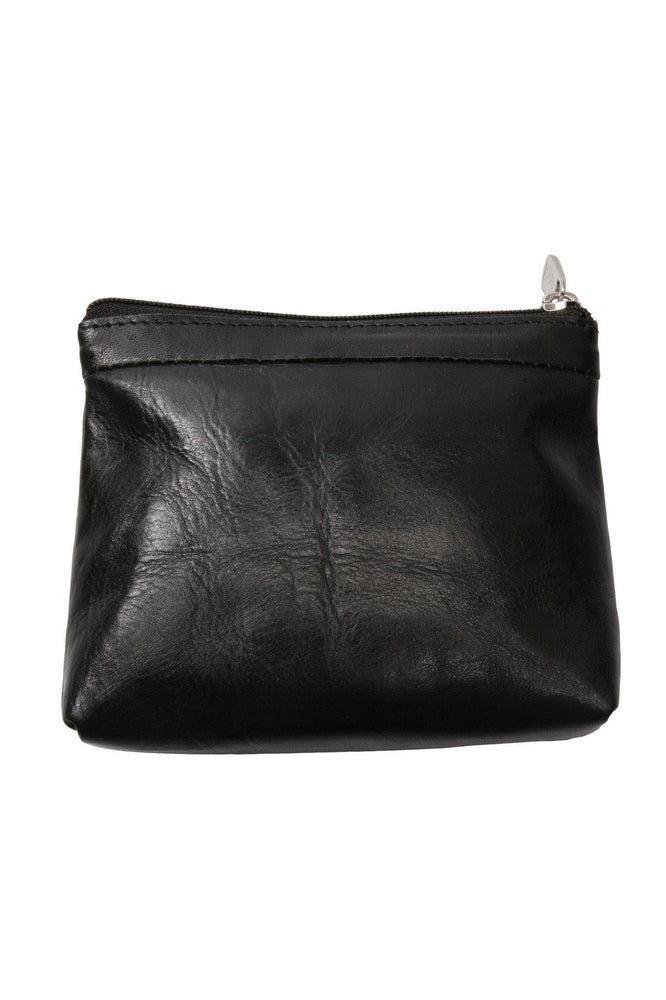 Toalettmappe-Nord Leather. Eksklusiv liten sminkepung i skinn med utvendig lomme. Sort-BagBrokers