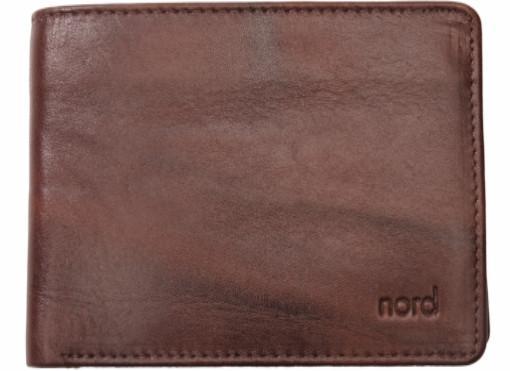 Lommebok/ Kortholder-Nord Leather. Liten dollar Herre skinn Lommebok 7 kort/ Myntlomme Brun-BagBrokers