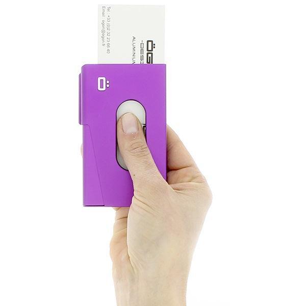 Ögon Design One Touch visittkort holder i aluminium Purple-Lommebok/ Kortholder-BagBrokers