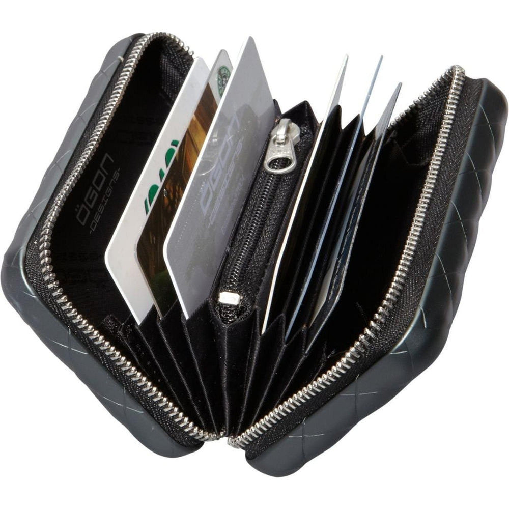 Lommebok/ Kortholder-Ögon Designs - Quilted Aluminium zipper lommebok/ kortholder 24 Kort platiniums farget-BagBrokers