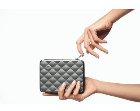 Lommebok/ Kortholder-Ögon Designs - Quilted Aluminium zipper lommebok/mini clutch Platiniums farget-BagBrokers