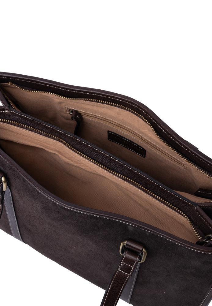 Re:Designed Est 2003 Sola skulderveske i semsket skinn Dark Brown-Veske-BagBrokers