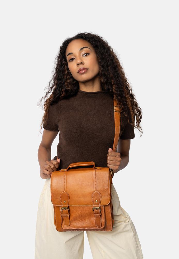 Re:Designed by Dixie Melia Medium veske med bærehåndtak i skinn Burned Tan-Damevesker-BagBrokers