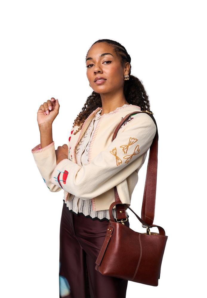 Re:Designed by Dixie Naya Small skulderveske i skinn Cognac-Damevesker-BagBrokers