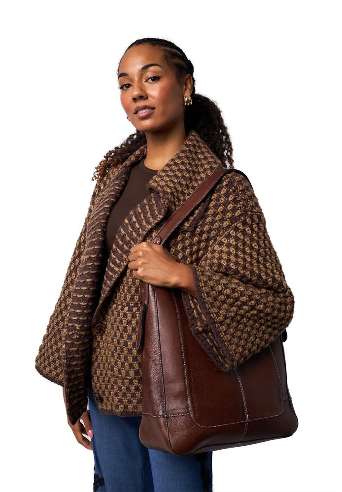 Re:Designed by Dixie Neri Big skulderveske i skinn Woodsmoke-Damevesker-BagBrokers