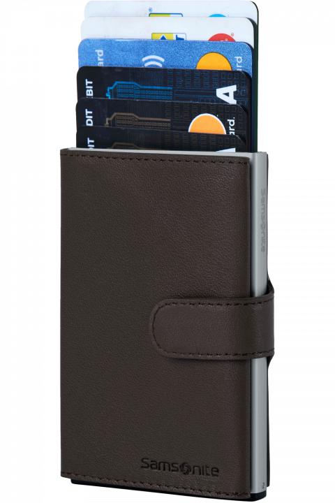 Samsonite Alufit slide up wallet Dark Brown-Lommebok/ Kortholder-BagBrokers