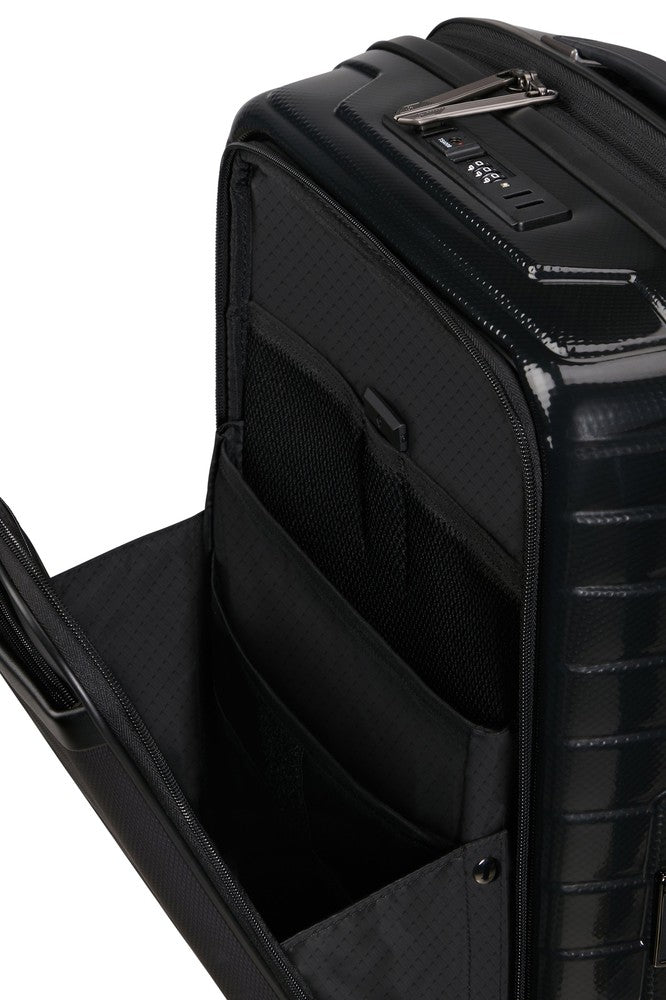 Samsonite PROXIS Utvidbar Pc-kabinkoffert 55 cm med 4 hjul Black-Harde kofferter-BagBrokers