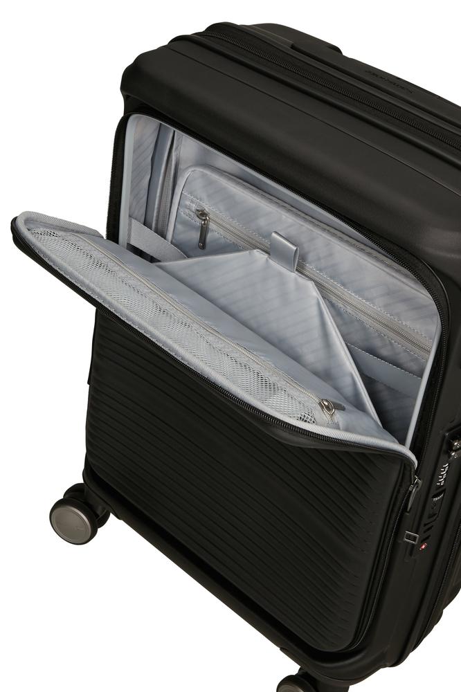 Samsonite Paralux Utvidbar kabinkoffert med dobbel inngang 55 cm Black-Harde kofferter-BagBrokers