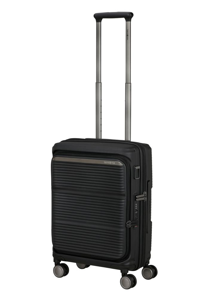 Samsonite Paralux Utvidbar kabinkoffert med dobbel inngang 55 cm Black-Harde kofferter-BagBrokers