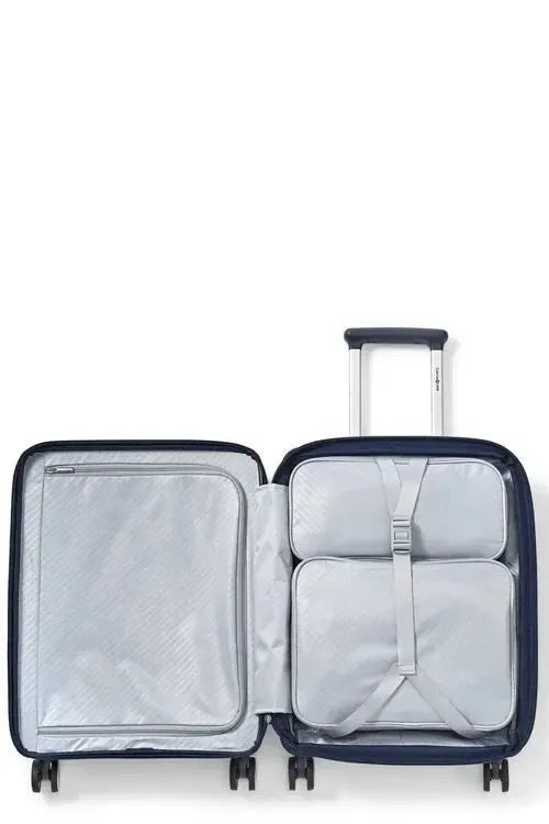 Samsonite Paralux Utvidbar kabinkoffert med dobbel inngang 55 cm Midnight Navy-Harde kofferter-BagBrokers