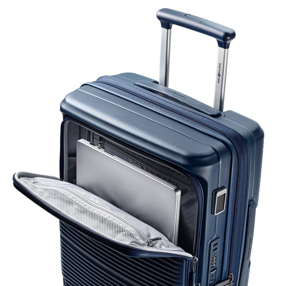 Samsonite Paralux Utvidbar kabinkoffert med dobbel inngang 55 cm Midnight Navy-Harde kofferter-BagBrokers