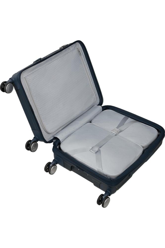 Samsonite Paralux Utvidbar kabinkoffert med dobbel inngang 55 cm Midnight Navy-Harde kofferter-BagBrokers