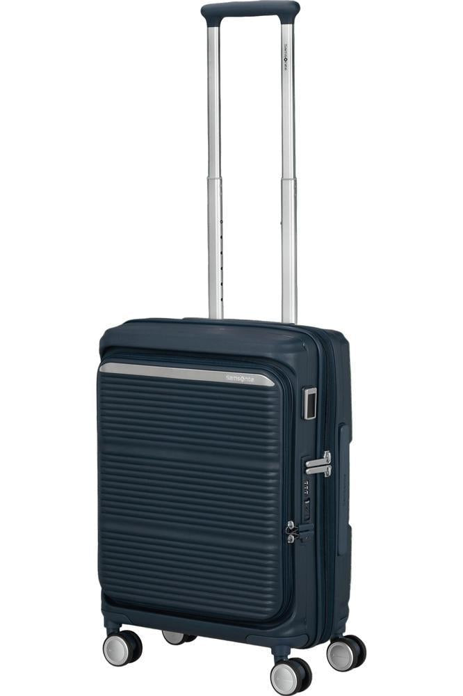 Samsonite Paralux Utvidbar kabinkoffert med dobbel inngang 55 cm Midnight Navy-Harde kofferter-BagBrokers