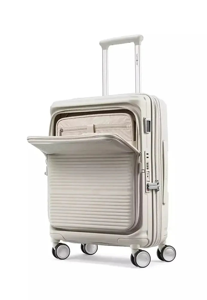 Samsonite Paralux Utvidbar kabinkoffert med dobbel inngang 55 cm Stone Grey-Harde kofferter-BagBrokers
