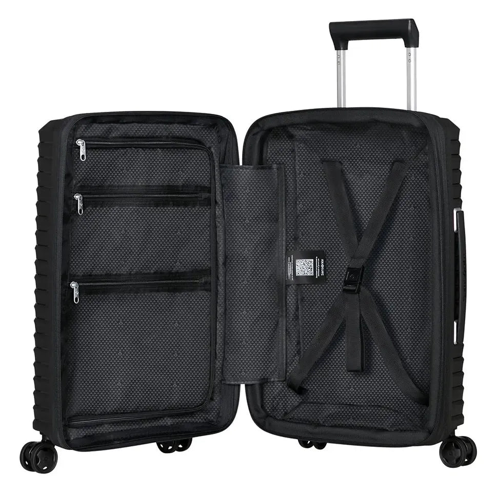 Samsonite UPSCAPE utvidbar smal kabinkoffert 55 cm Svart-Harde kofferter-BagBrokers