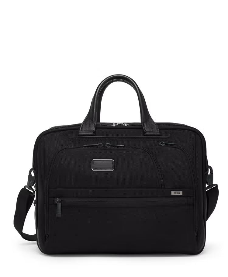 TUMI Alpha 4 Medium 15" Expandable Briefcase Black-Veske-BagBrokers