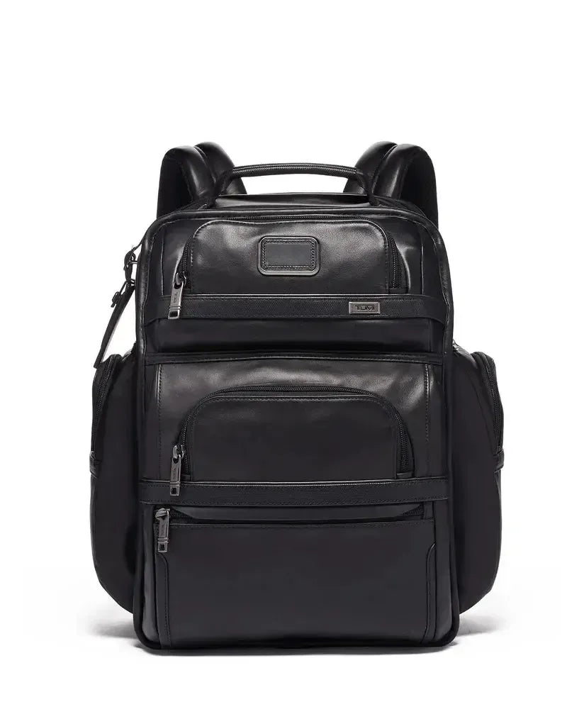 Tumi Alpha 3 Brief Pack Black Leather-Ryggsekker-BagBrokers