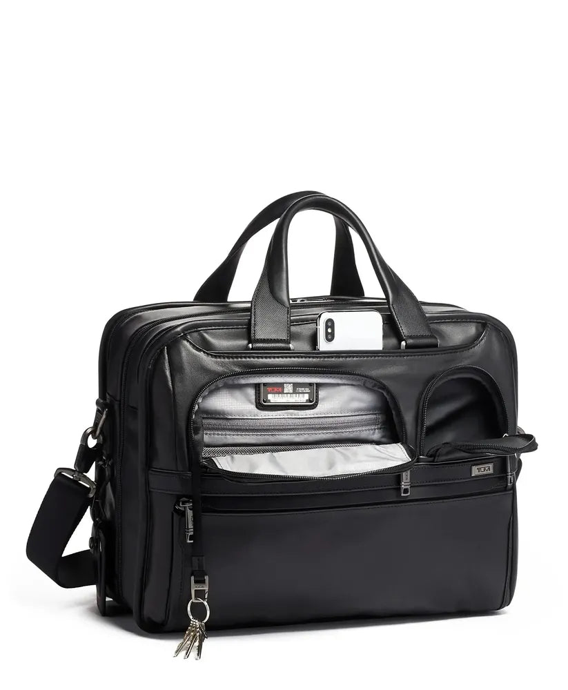 Tumi Alpha 3 Laptop Briefcase Black-Veske-BagBrokers