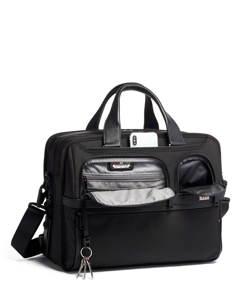 Tumi Alpha 3 Laptop Briefcase Black-Veske-BagBrokers