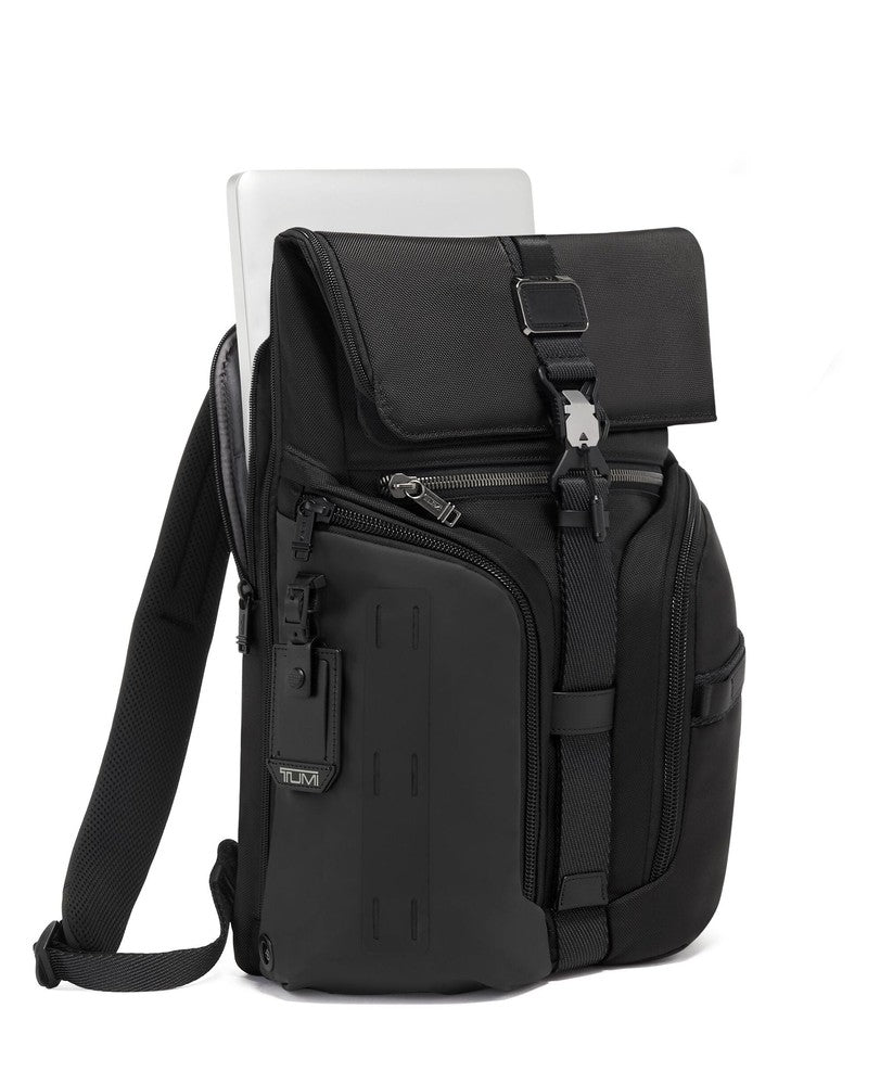 Tumi Alpha Bravo Logistics Flap Lid Backpack Black-Ryggsekker-BagBrokers