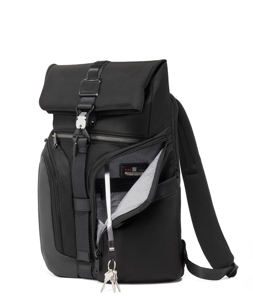 Tumi Alpha Bravo Logistics Flap Lid Backpack Black-Ryggsekker-BagBrokers