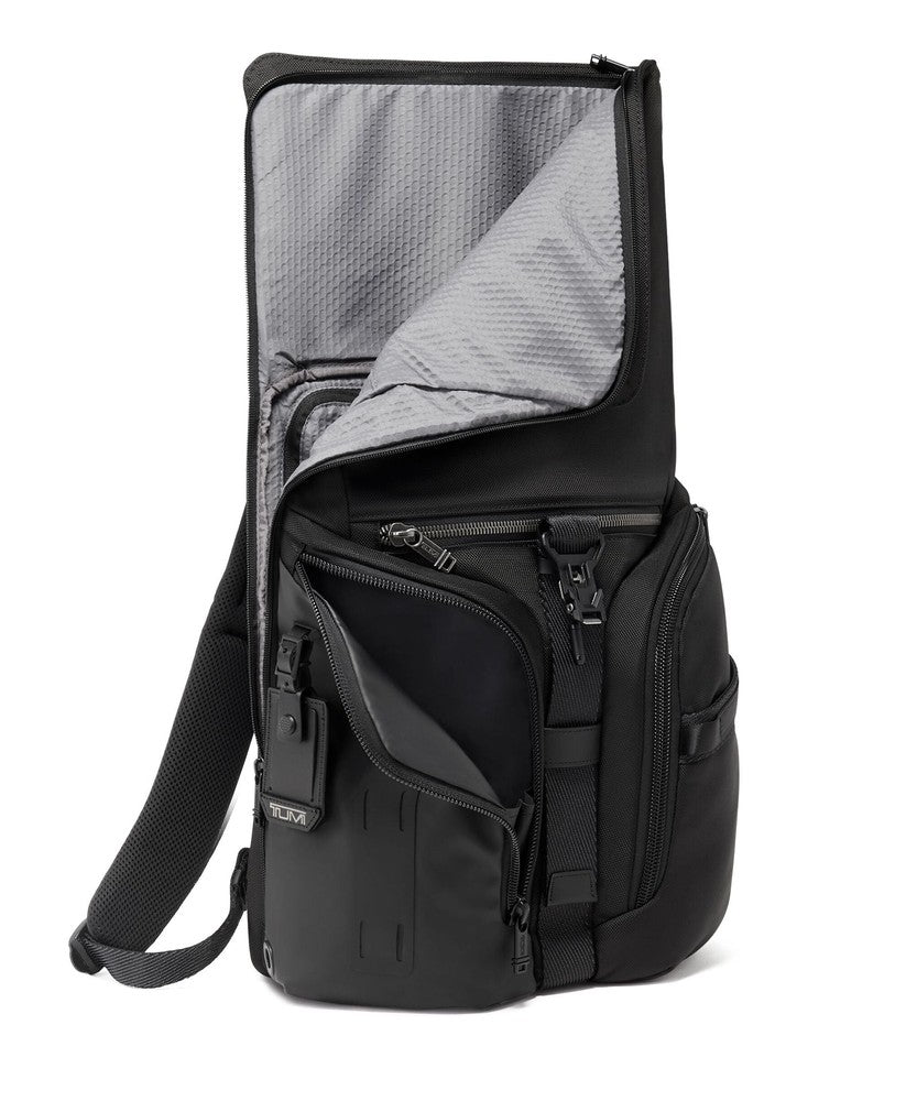 Tumi Alpha Bravo Logistics Flap Lid Backpack Black-Ryggsekker-BagBrokers