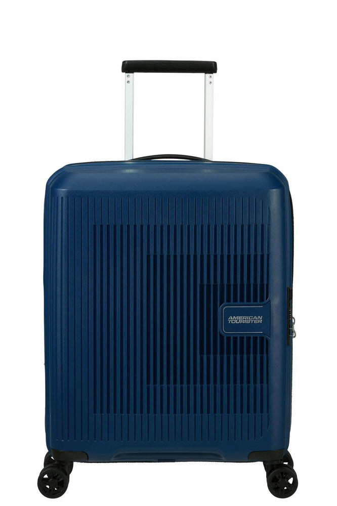 American Tourister AEROSTEP ekspanderende kabinkoffert 55 cm Navy Blue-Harde kofferter-BagBrokers