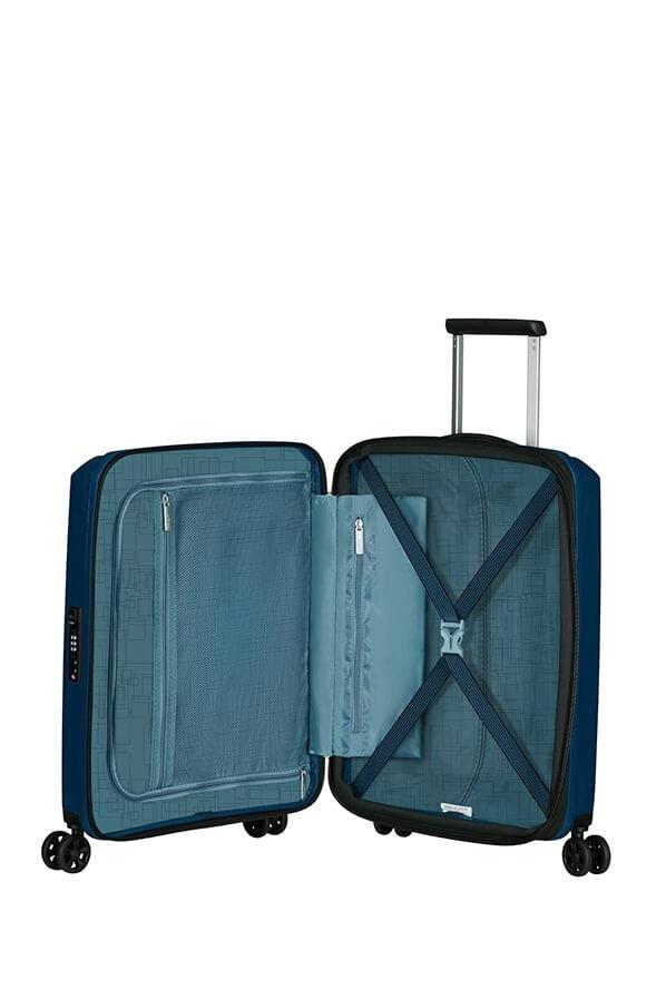 American Tourister AEROSTEP ekspanderende kabinkoffert 55 cm Navy Blue-Harde kofferter-BagBrokers