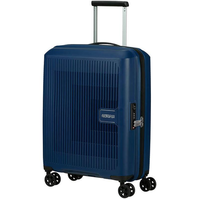 American Tourister AEROSTEP ekspanderende kabinkoffert 55 cm Navy Blue-Harde kofferter-BagBrokers