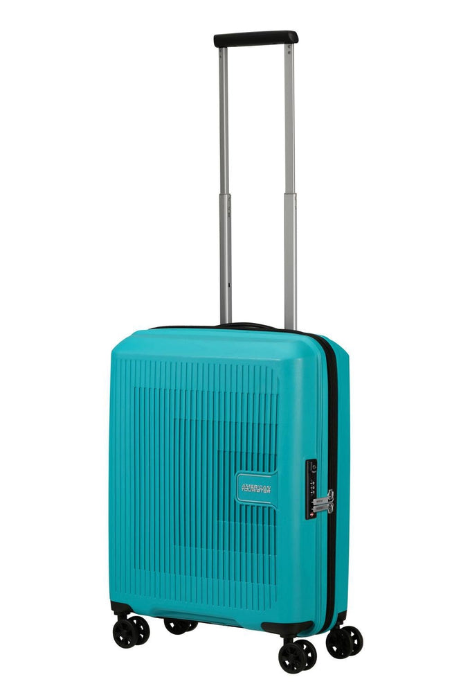 American Tourister AEROSTEP ekspanderende kabinkoffert 55 cm Turquoise-Harde kofferter-BagBrokers
