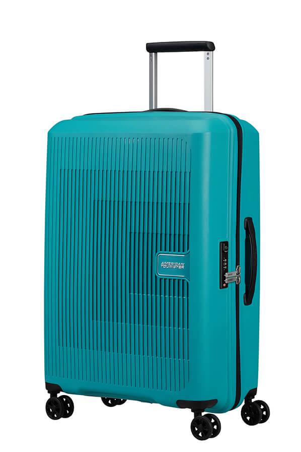 American Tourister AEROSTEP medium utvidbar koffert 67 cm Turquoise-Harde kofferter-BagBrokers