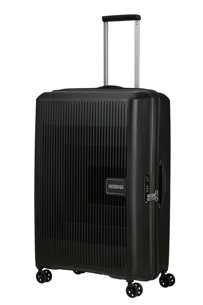 American Tourister AEROSTEP stor utvidbar koffert 77 cm Black-Harde kofferter-BagBrokers