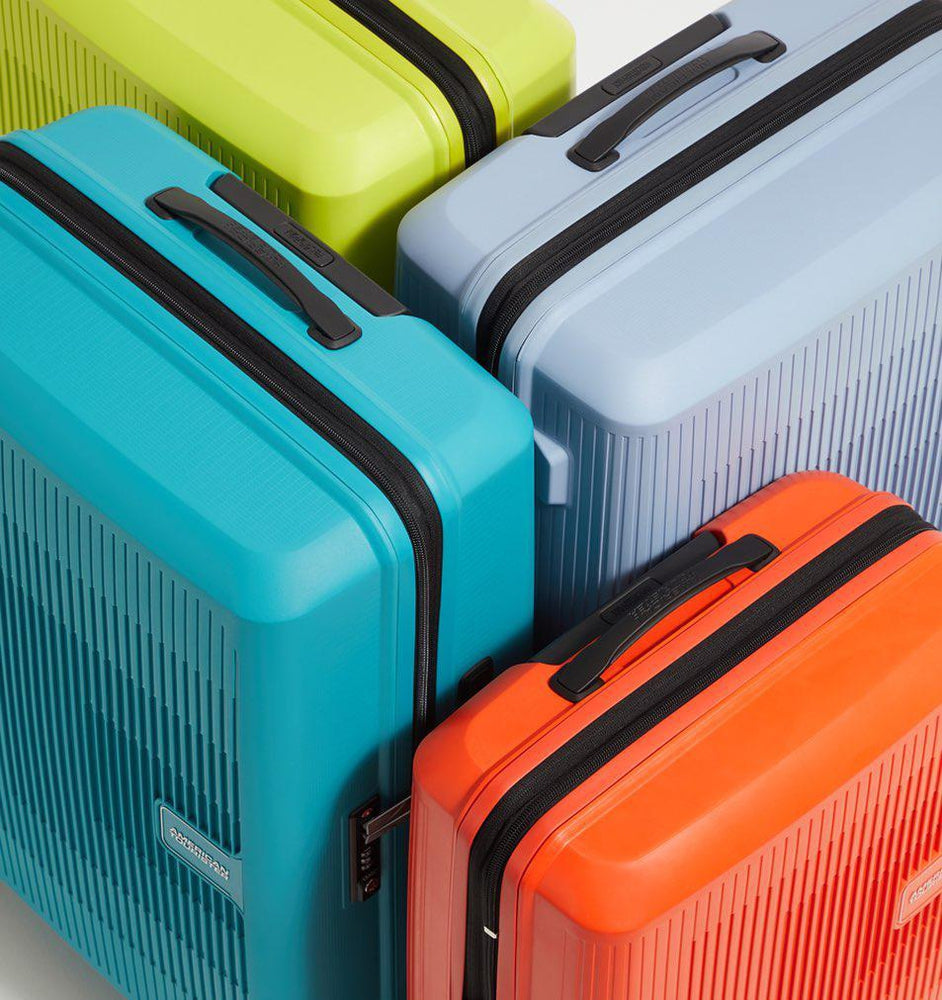 American Tourister AEROSTEP stor utvidbar koffert 77 cm Turquoise-Harde kofferter-BagBrokers