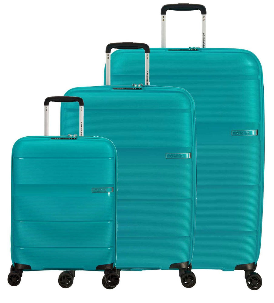 American Tourister LINEX koffert sett 3 deler Blue Ocean-Harde kofferter-BagBrokers