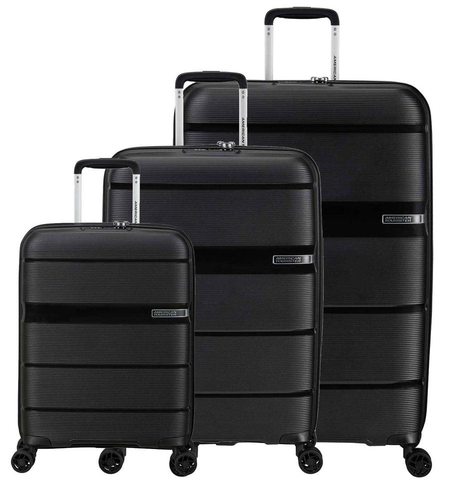 American Tourister LINEX koffert sett 3 deler Vivid Black-Harde kofferter-BagBrokers