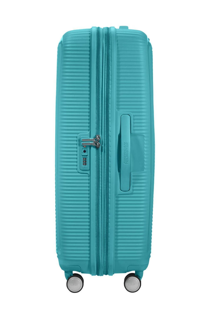 American Tourister Soundbox ekspanderende kabinkoffert 55 cm Turquoise Tonic-Harde kofferter-BagBrokers