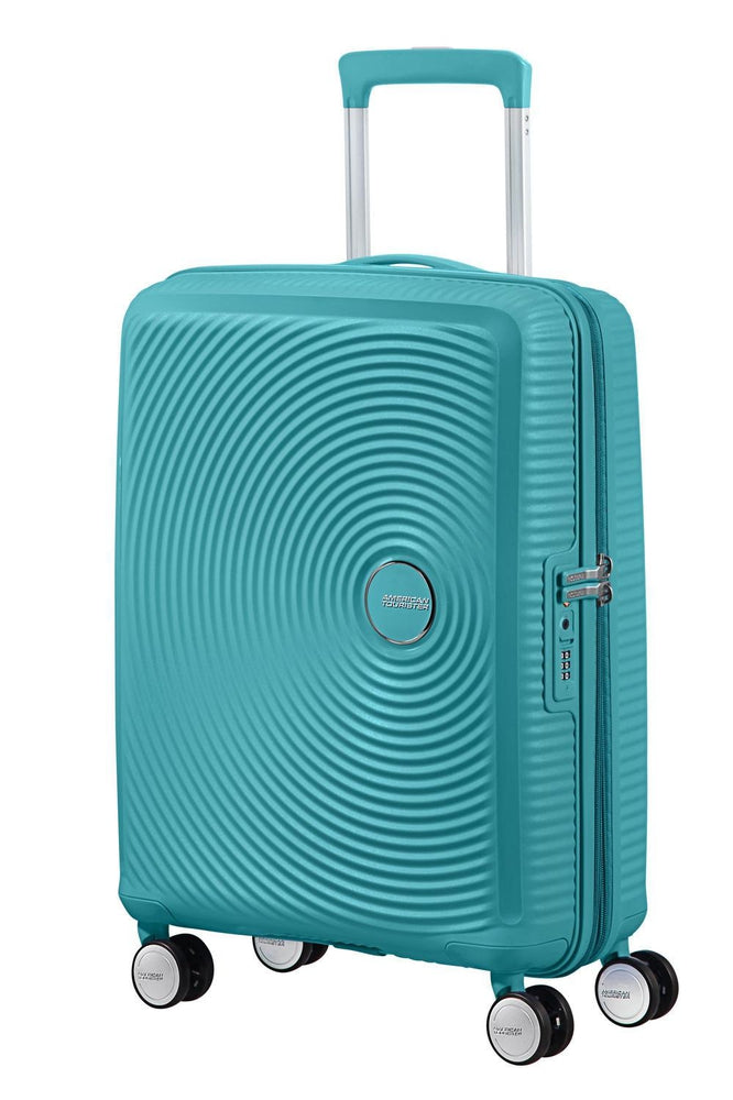 American Tourister Soundbox ekspanderende kabinkoffert 55 cm Turquoise Tonic-Harde kofferter-BagBrokers