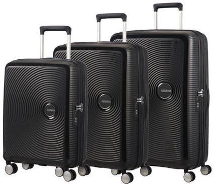 Harde kofferter-American Tourister Soundbox Ekspanderende Koffert sett 3 deler Sort-BagBrokers