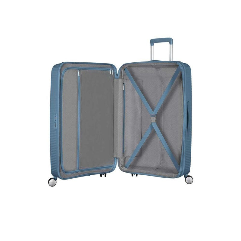 American Tourister Soundbox ekspanderende medium koffert 67 cm Stone Blue-Harde kofferter-BagBrokers