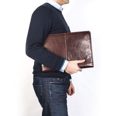 Gianni Conti Møtemappe. Eksklusivt italiensk Kalveskinn Brown-Vesker-BagBrokers