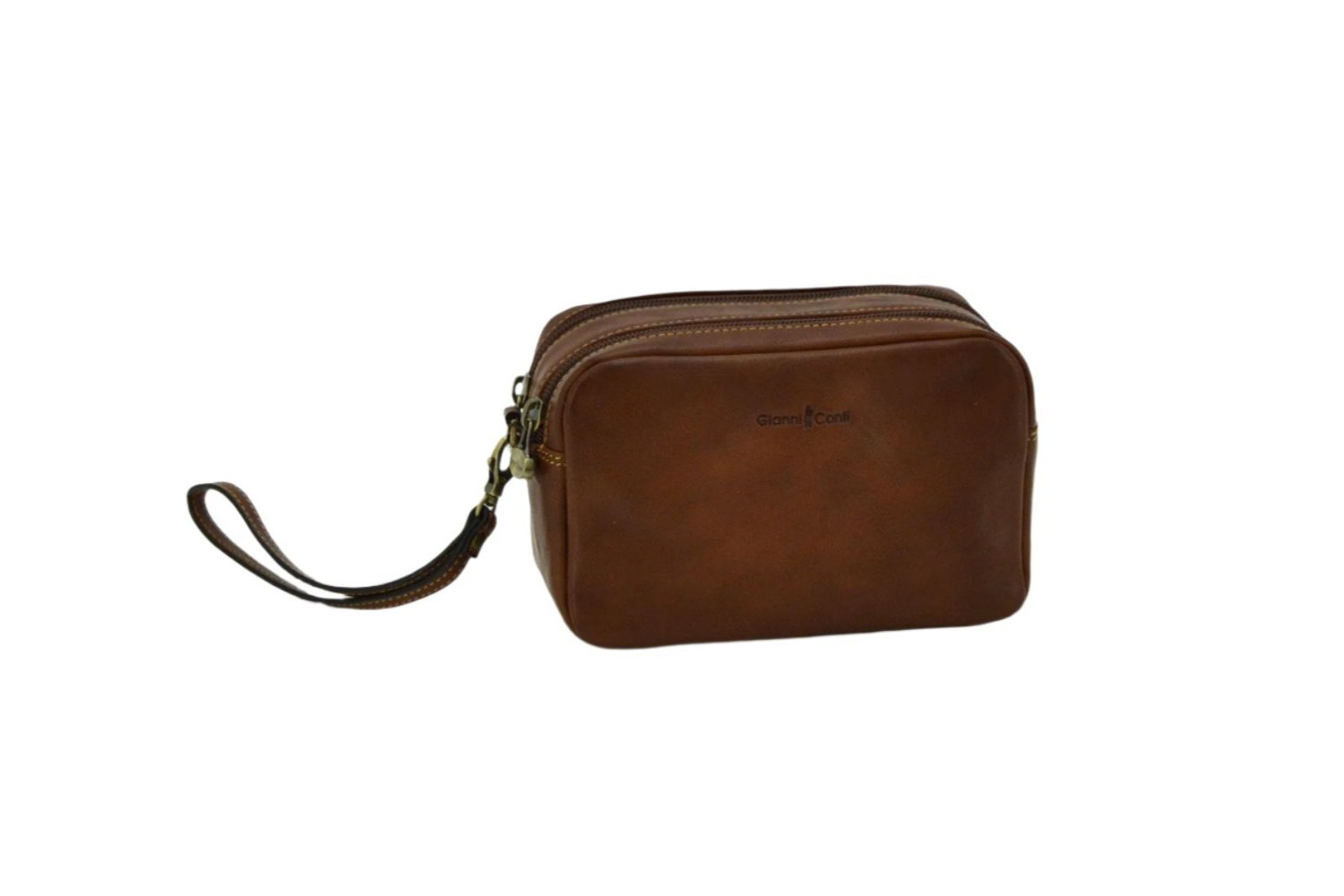 Gianni Conti eksklusiv Pouch mini toalettmappe Dark Brown-Vesker-BagBrokers