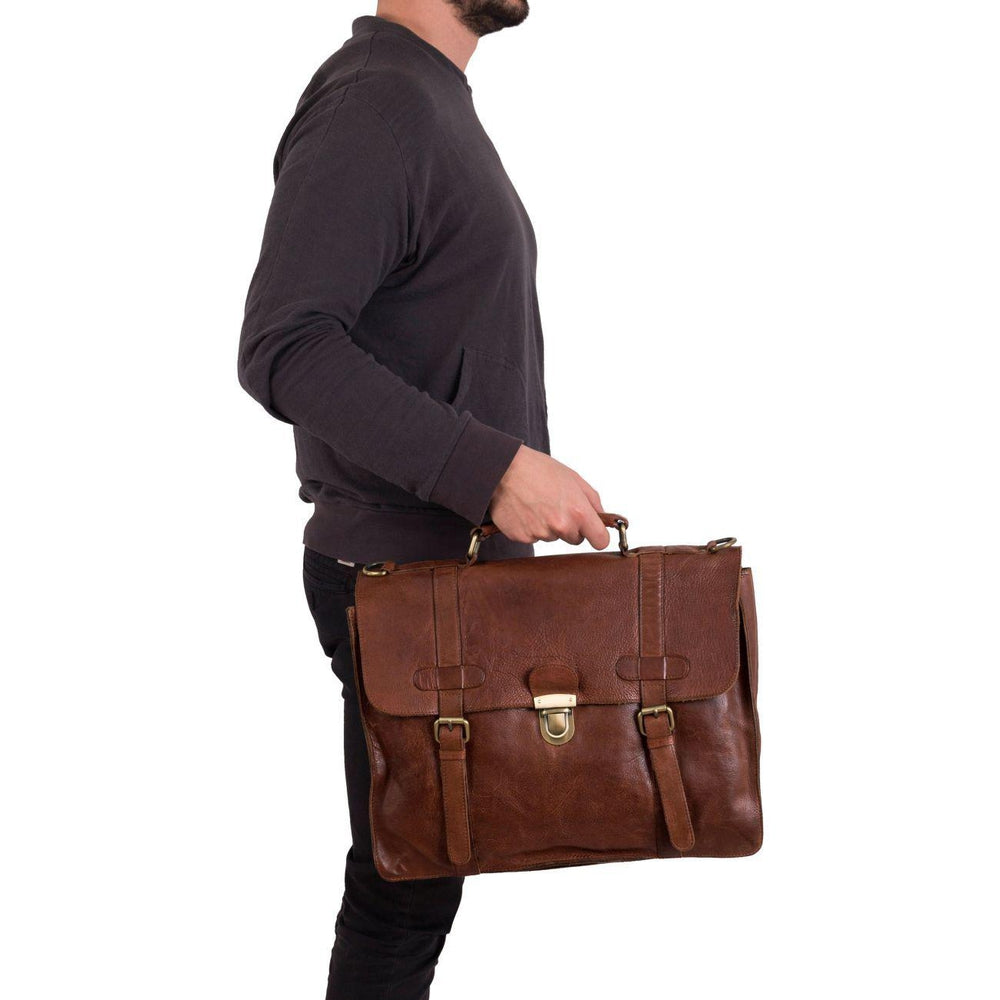 Gianni Conti klassisk PC veske Vintage 15" Brown-Vesker-BagBrokers