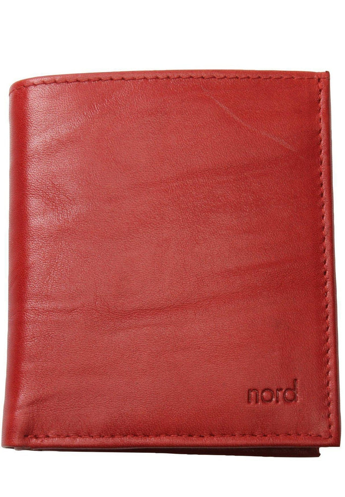Lommebok/ Kortholder-Nord Leather. Klassisk skinn Lommebok 10 kort/ Myntlomme Rød-BagBrokers