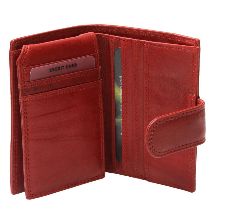 Lommebok/ Kortholder-Nord Leather. Liten Unisex skinn Lommebok 10 kort/ Liten Myntlomme Rød-BagBrokers