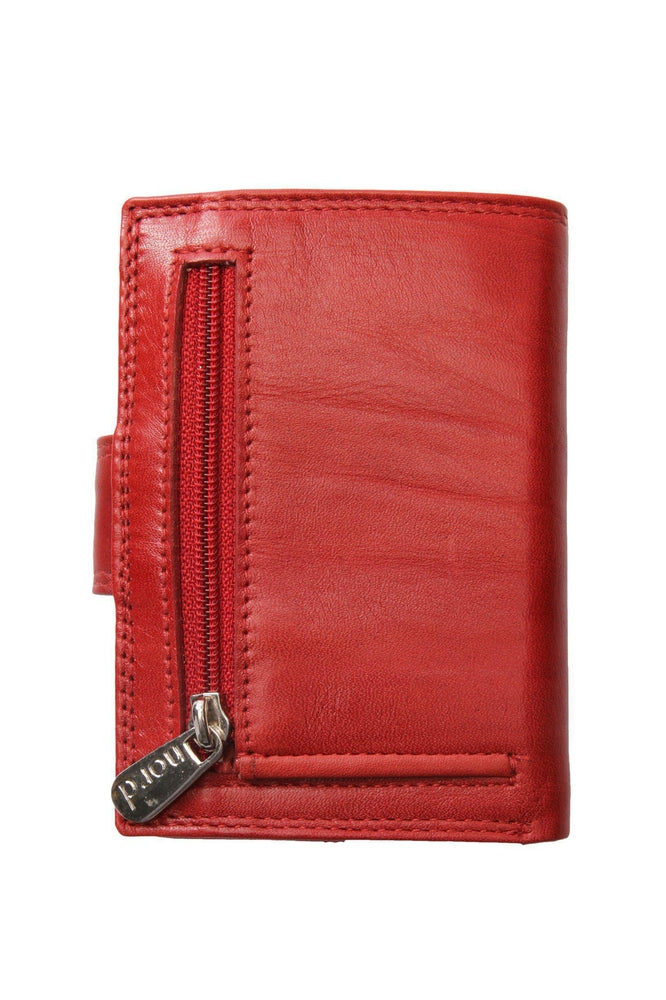 Lommebok/ Kortholder-Nord Leather. Liten Unisex skinn Lommebok 10 kort/ Liten Myntlomme Rød-BagBrokers