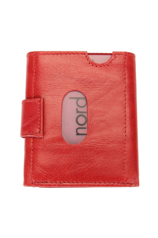 Lommebok/ Kortholder-Nord Leather. Liten Unisex skinn Lommebok-Kortholder Rød-BagBrokers