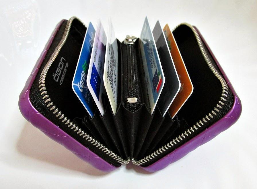 Lommebok/ Kortholder-Ögon Designs - Quilted Aluminium zipper lommebok/ kortholder 24 Kort lilla-BagBrokers